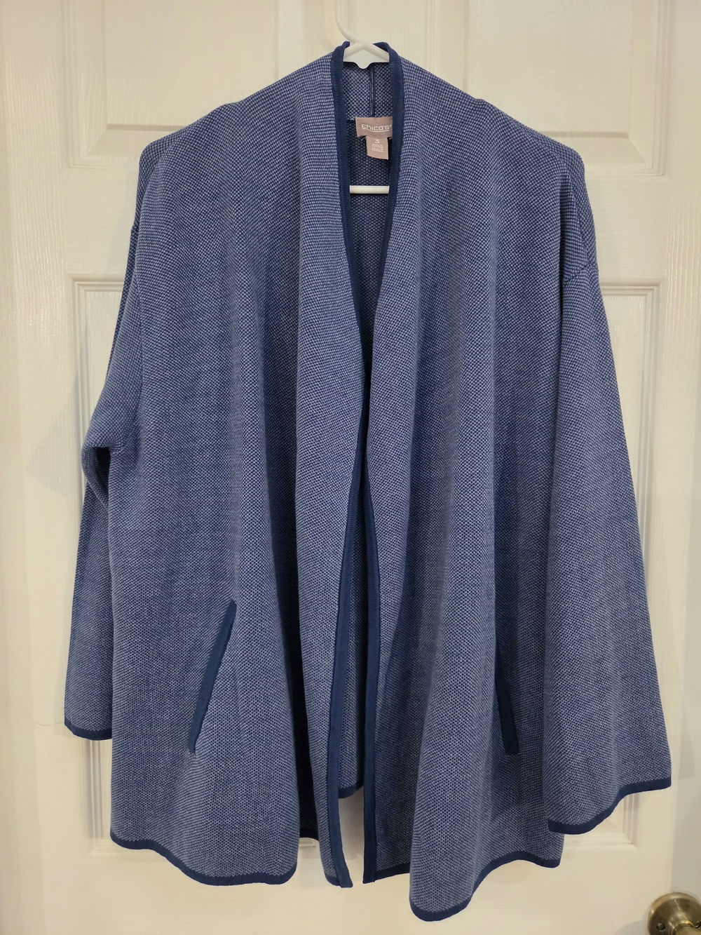 Blue Open-Front Knit Cardigan Sweater - Chico's